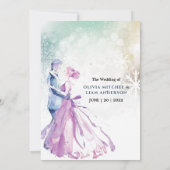 Invitation Aquarelle d'hiver Snowflakes & Couple Mariage (Dos)