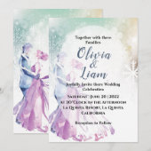 Invitation Aquarelle d'hiver Snowflakes & Couple Mariage (Devant / Derrière)