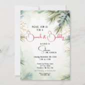 Invitation Aquarelle d'hiver Verdure Brunch et Bubbly (Devant)