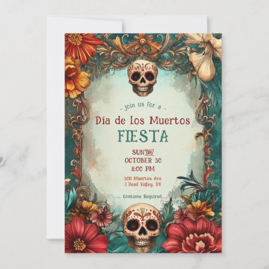 Invitation 💀 🎉 Aquarelle Día de Muertos (Devant)