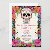 Invitation 💀 🎉 Aquarelle Día de Muertos (Devant / Derrière)