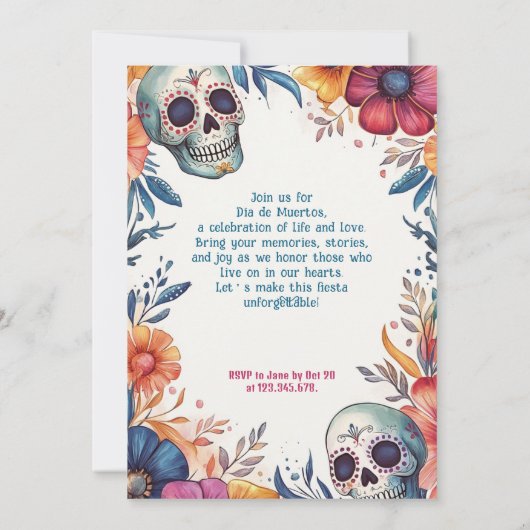 Invitation 💀 Aquarelle Día de Muertos (Dos)