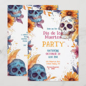 Invitation 💀 Aquarelle Día de Muertos (Devant / Derrière)