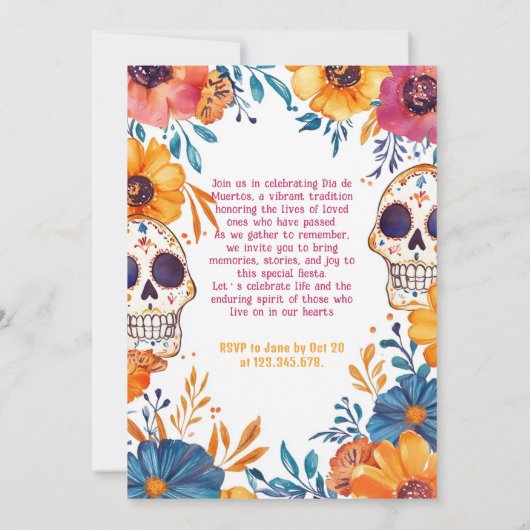 Invitation 💀 Aquarelle Día de Muertos (Dos)