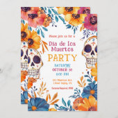 Invitation 💀 Aquarelle Día de Muertos (Devant / Derrière)