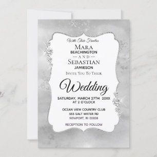 Invitation ~ Aquarelle diamant Argent    GrisMariage