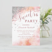 Invitation Aquarelle diamant bleu luxe rose or doux 16 (Debout devant)