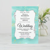 Invitation *~* Aquarelle Diamond Aqua Mariage de Parties scin (Debout devant)