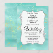 Invitation *~* Aquarelle Diamond Aqua Mariage de Parties scin (Devant / Derrière)