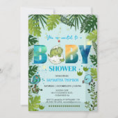 Invitation Aquarelle Dino & Baby shower Feuille Tropical (Devant)