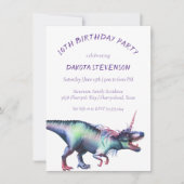 Invitation Aquarelle Dinocorn | Unicorn Dinosaur Anniversaire (Devant)