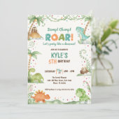 Invitation Aquarelle Dinosaur Anniversaire (Debout devant)
