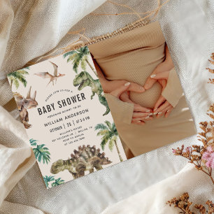 Invitation Aquarelle Dinosaur Baby shower photo