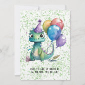 Invitation Aquarelle Dinosaur Ballons Garçon fête d'anniversa (Dos)