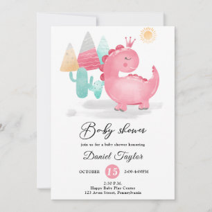 Invitation Aquarelle Dinosaur bébé Dino baby shower Invita