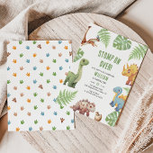 Invitation Aquarelle Dinosaure Stompe Sur Anniversaire de enf