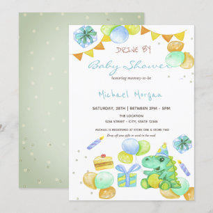 Invitation Aquarelle Dinosaures Drive Par Baby shower