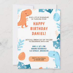Invitation Aquarelle Dinosaures Nature Anniversaire botanique