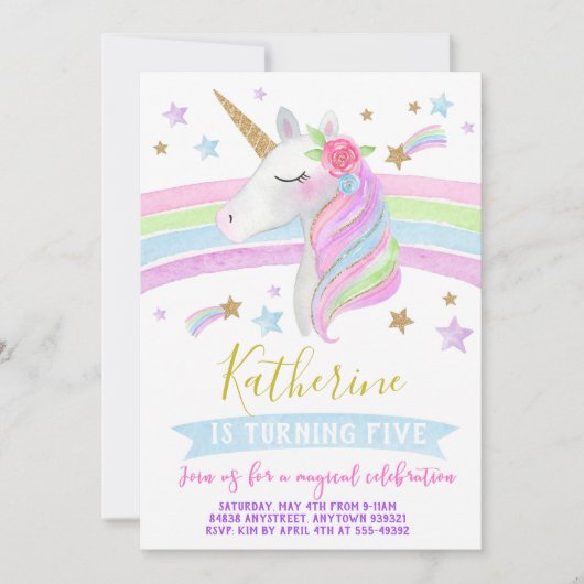 Invitation Aquarelle d'invitation d'anniversaire (Devant)