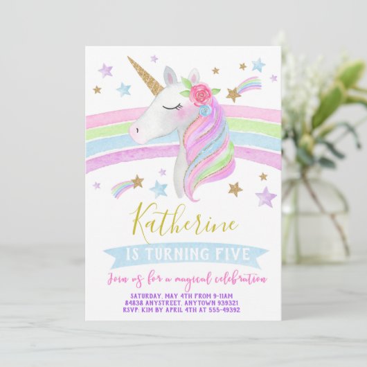 Invitation Aquarelle d'invitation d'anniversaire (Debout devant)