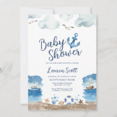 Invitation Aquarelle d'invitation de Baby shower nautique (Devant)