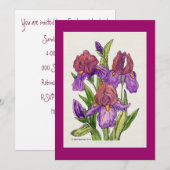 Invitation Aquarelle d'iris (Devant / Derrière)