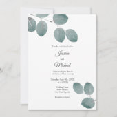 Invitation Aquarelle Dollar d'argent Feuilles Eucalyptus (Devant)