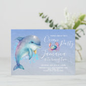Invitation Aquarelle Dolphin Ocean Beach Anniversaire (Debout devant)