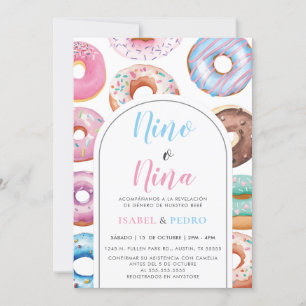 Invitation Aquarelle Donut Nino o Nina Spanish Gender Revela