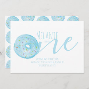 Invitation Aquarelle Donut premier anniversaire Sweet Party B