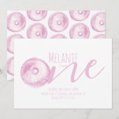 Invitation Aquarelle Donut premier anniversaire Sweet Party r (Devant / Derrière)