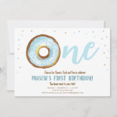 Invitation Aquarelle Donut Sweet One Boy Premier Anniversaire (Devant)