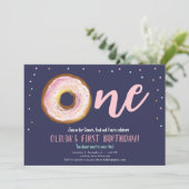 Invitation Aquarelle Donut Sweet One Girl First Birthday Inv (Debout devant)