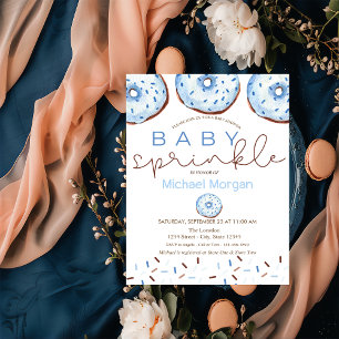 Invitation Aquarelle Donuts Baby Sprinkle Baby shower garçon