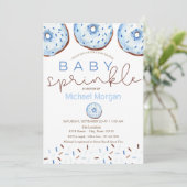 Invitation Aquarelle Donuts Baby Sprinkle Baby shower garçon (Debout devant)