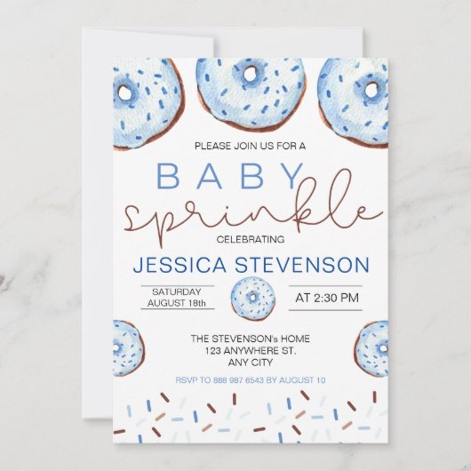 Invitation Aquarelle Donuts Baby Sprinkle Douche (Devant)
