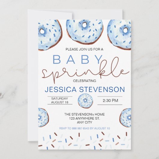 Invitation Aquarelle Donuts Baby Sprinkle Douche (Devant)