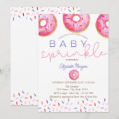 Invitation Aquarelle Donuts Bébé Sprinkle Girl Baby shower (Devant / Derrière)