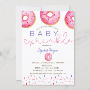 Invitation Aquarelle Donuts Bébé Sprinkle Girl Baby shower