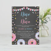 Invitation Aquarelle Donuts Black Spanish Gender Revela (Debout devant)
