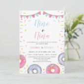 Invitation Aquarelle Donuts & Confetti Spanish Gender Revela (Debout devant)