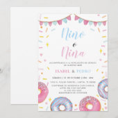 Invitation Aquarelle Donuts & Confetti Spanish Gender Revela (Devant / Derrière)