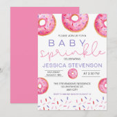 Invitation Aquarelle Donuts fille bébé Sprinkle Douche (Devant / Derrière)