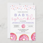 Invitation Aquarelle Donuts fille bébé Sprinkle Douche (Devant)
