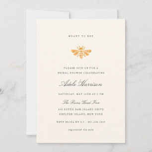Invitation Aquarelle d'or Fête des mariées d'abeille