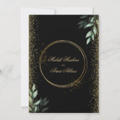 Invitation Aquarelle d'or moderne feuille Mariage musulman is (Dos)