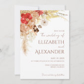 Invitation Aquarelle dorée Boho Floral | Mariage en terre cui (Devant)