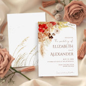 Invitation Aquarelle dorée Boho Floral | Mariage en terre cui