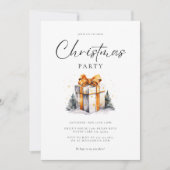 Invitation Aquarelle dorée de Noël (Devant)