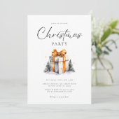 Invitation Aquarelle dorée de Noël (Debout devant)